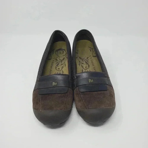 Merrell Plaza Moc Dark Coffee Brown Suede & Leather Loafers Women's US Size 8.5 - Picture 2 of 6
